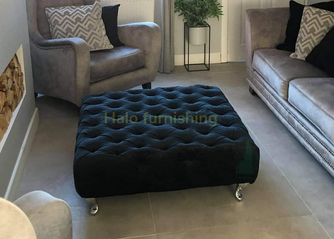 Chesterfield upholstered footstools image 0