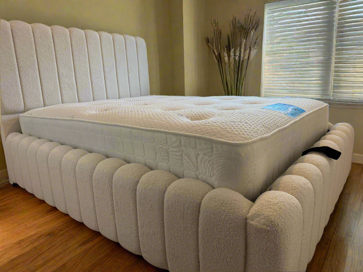 Cream Teddy Boucle Cloud Bed