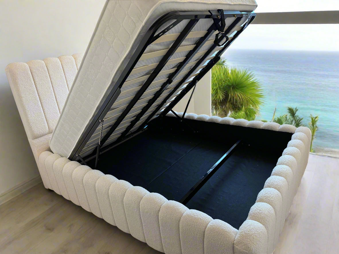 Cream Teddy Boucle Cloud Bed
