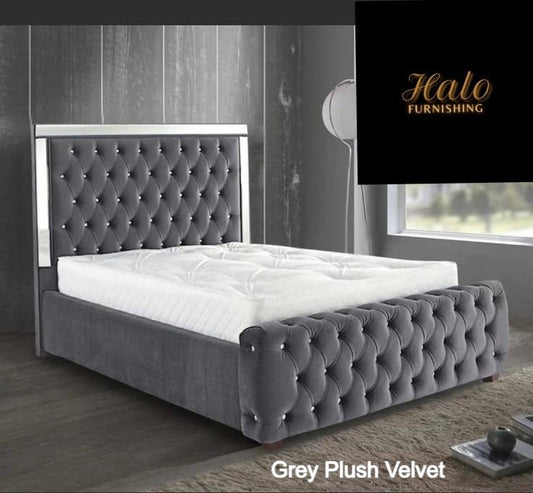 Glass Mirrored Chesterfield Bed image 0